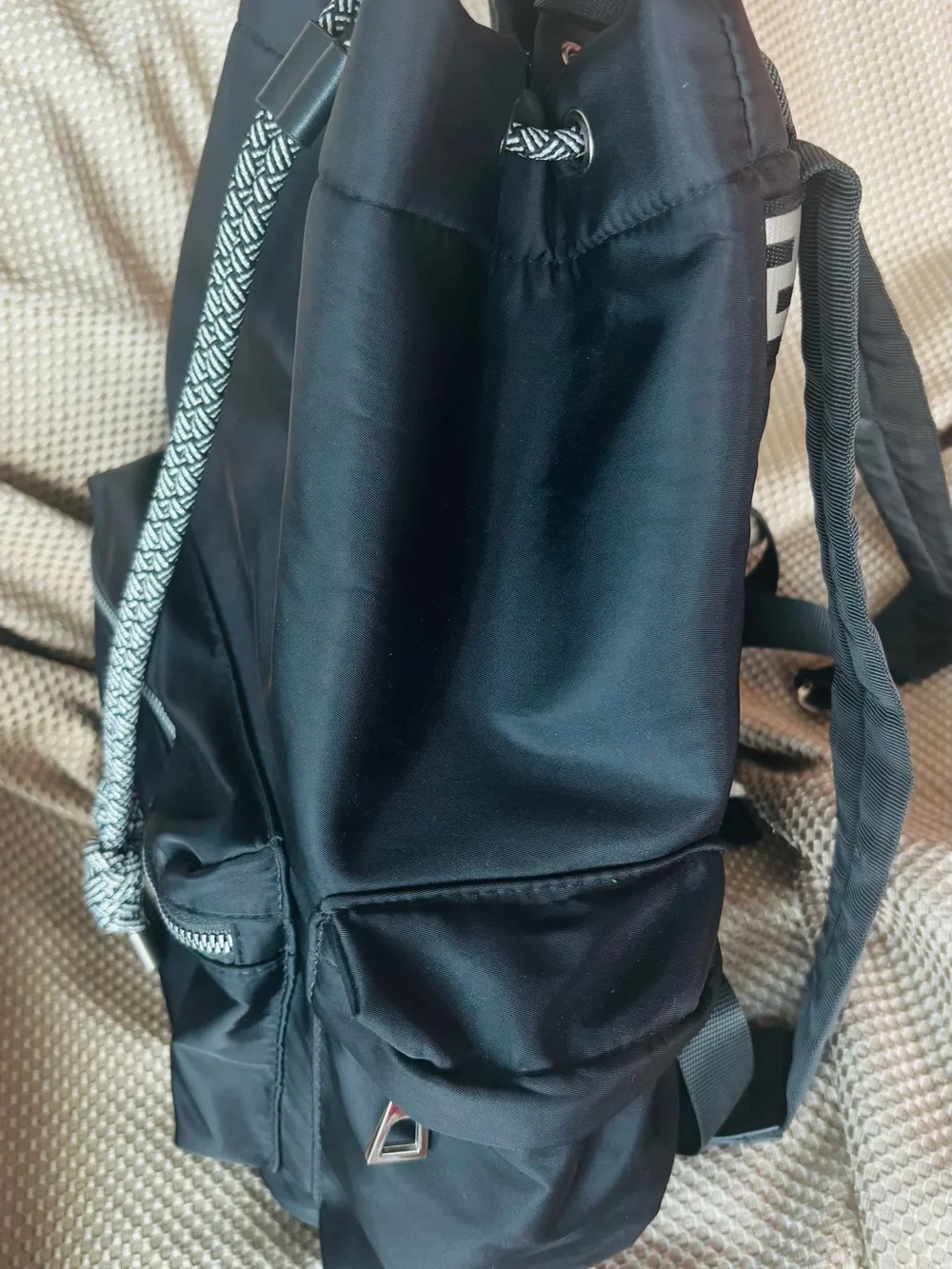 NIB- Versace Black Drawstring Backpack with Contrast Rope
